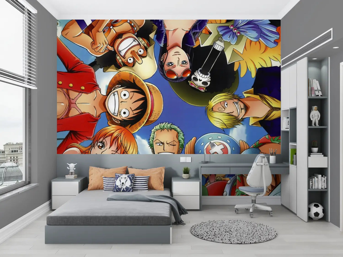 Papel pintado de personajes de One Piece - pared panorámica del dormitorio