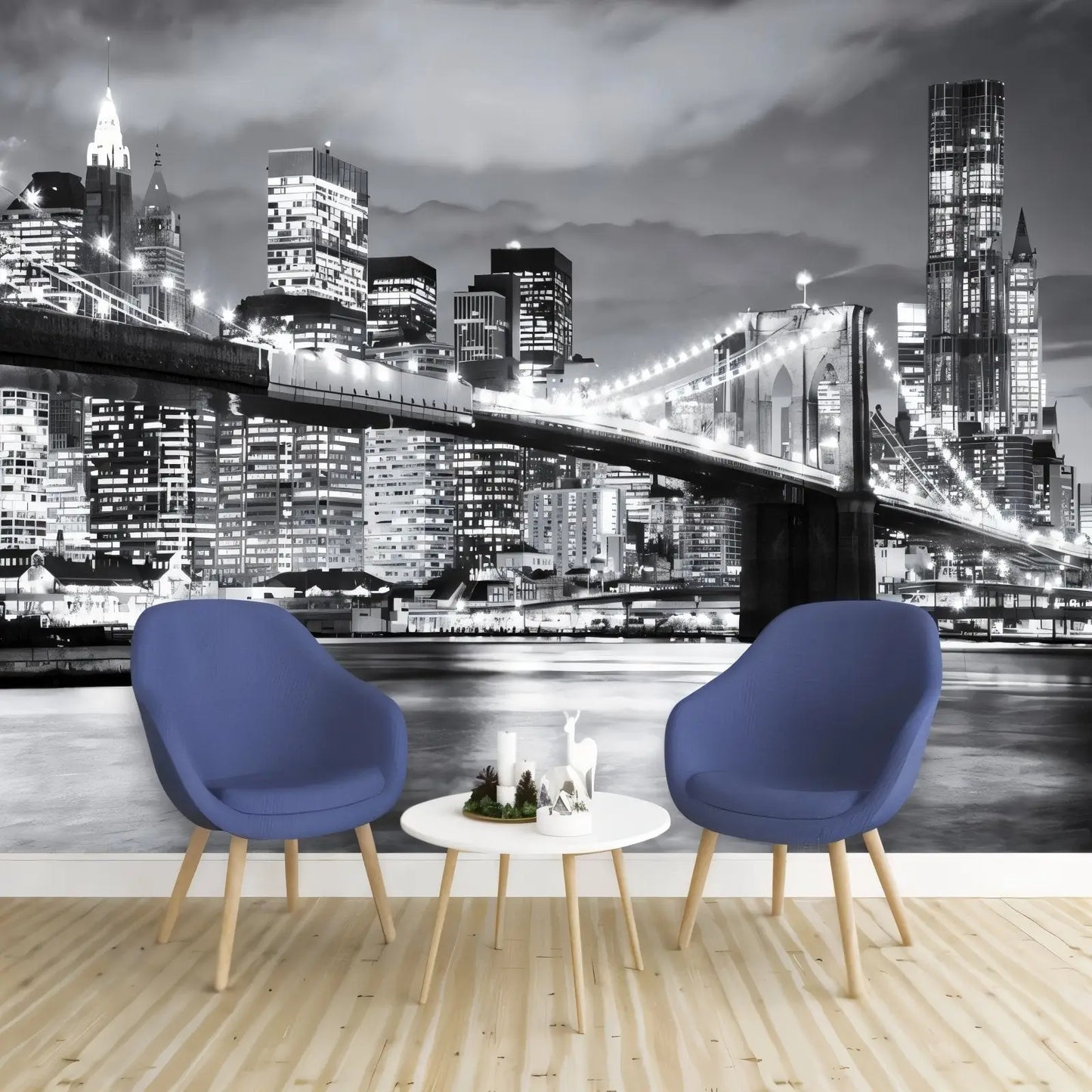 Papel pintado blanco y negro del puente de Brooklyn