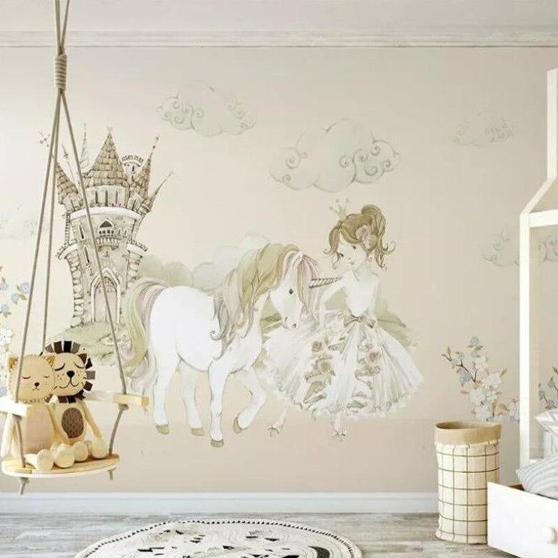 Papel Pintado de Princesa y Unicornio