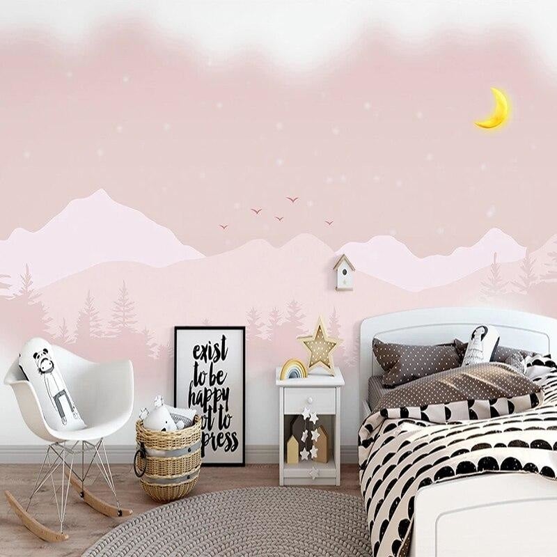 Papel pintado rosa para habitación de bebé