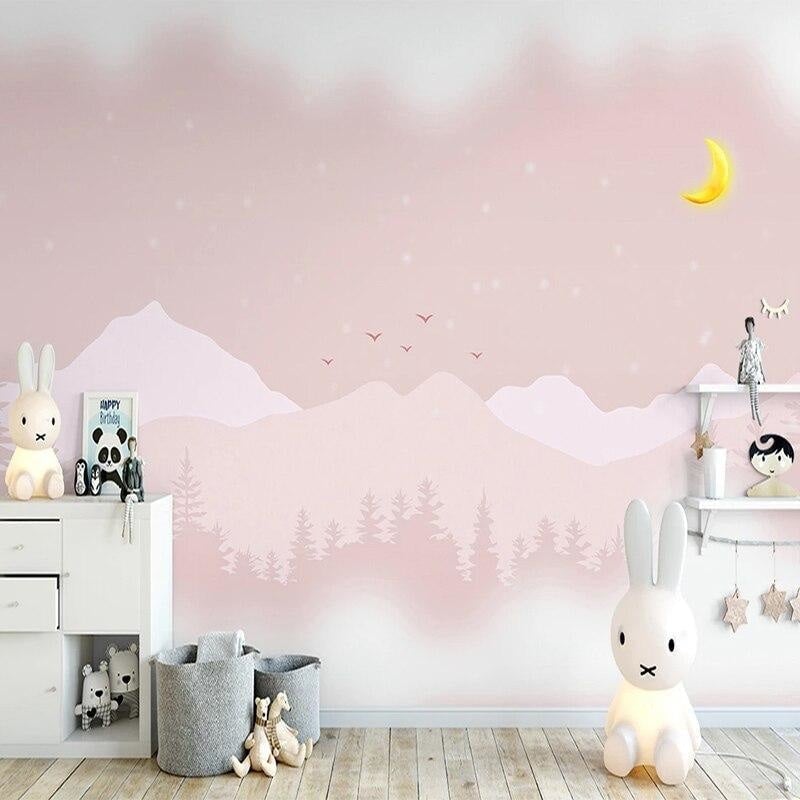 Papel pintado rosa para habitación de bebé