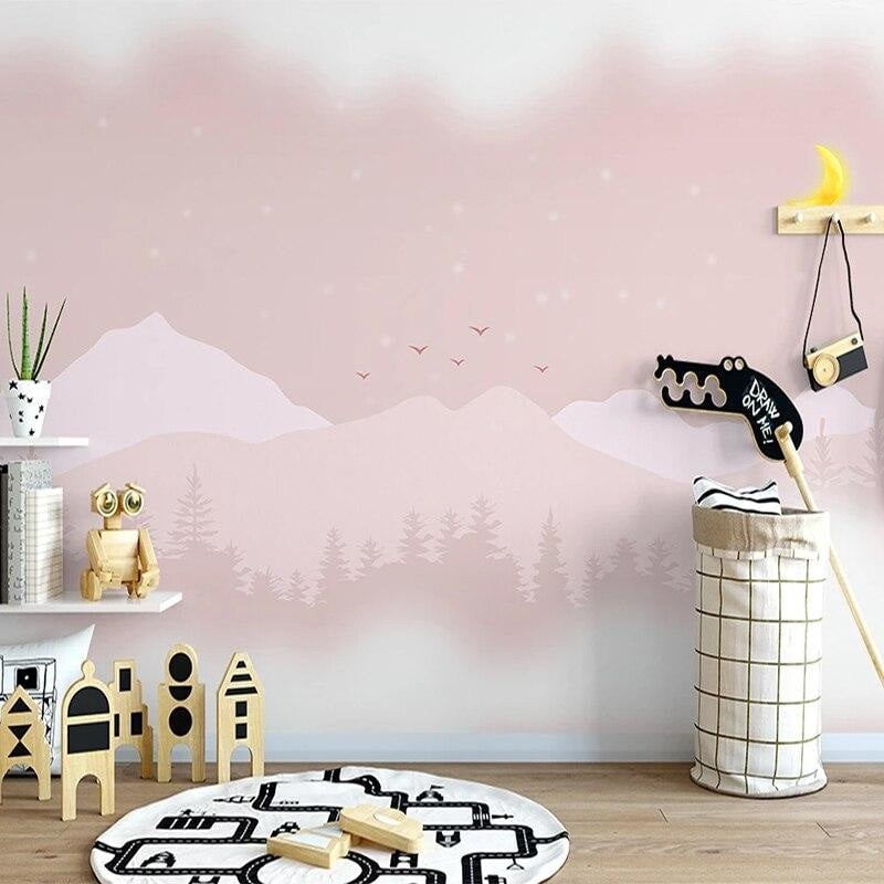 Papel pintado rosa para habitación de bebé