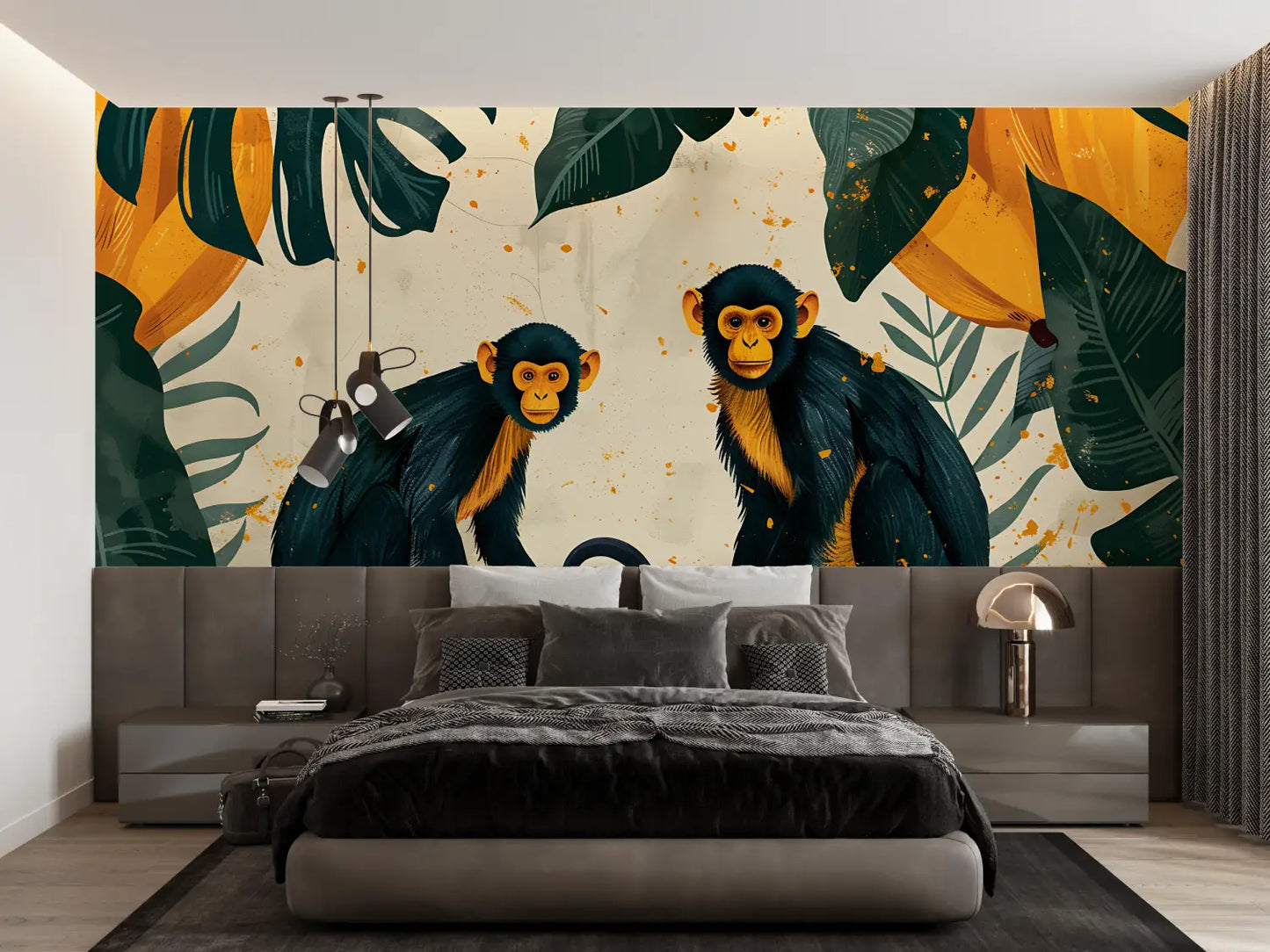 Papel pintado mono naranja - francés