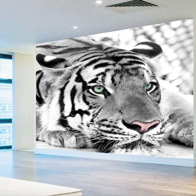 Papel Pintado de tigre blanco y negro