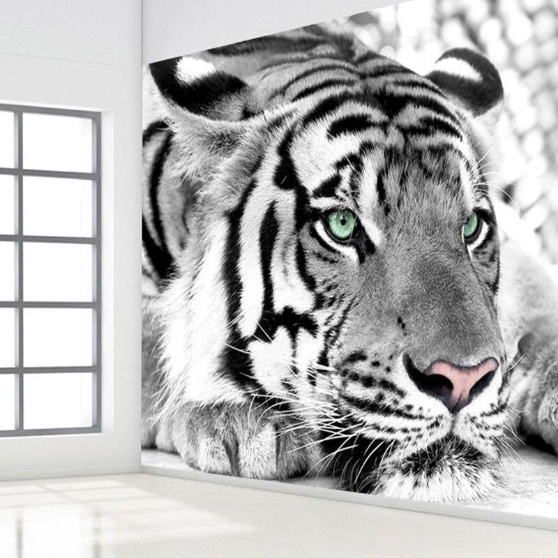 Papel Pintado de tigre blanco y negro