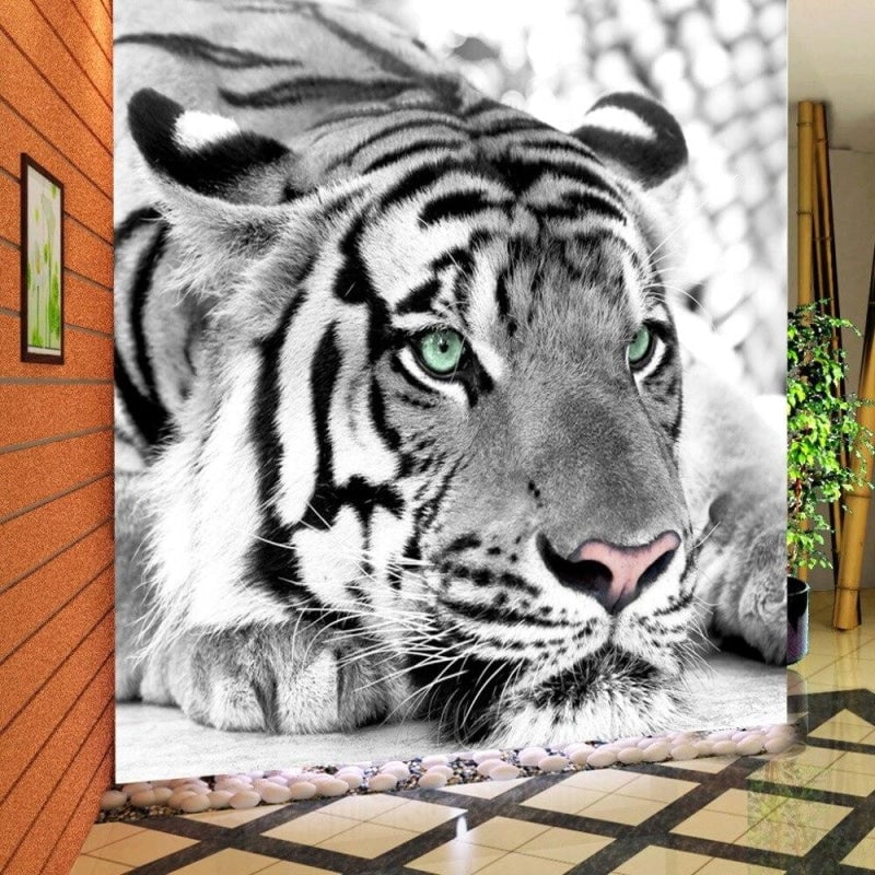 Papel Pintado de tigre blanco y negro
