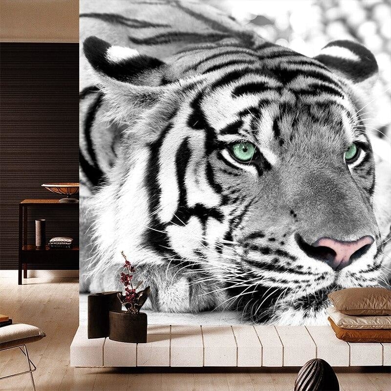 Papel Pintado de tigre blanco y negro
