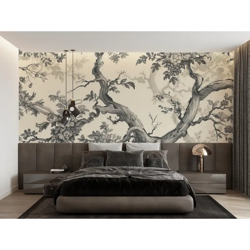 Papel pintado 3d Toile De Jouy - panorámico de moda