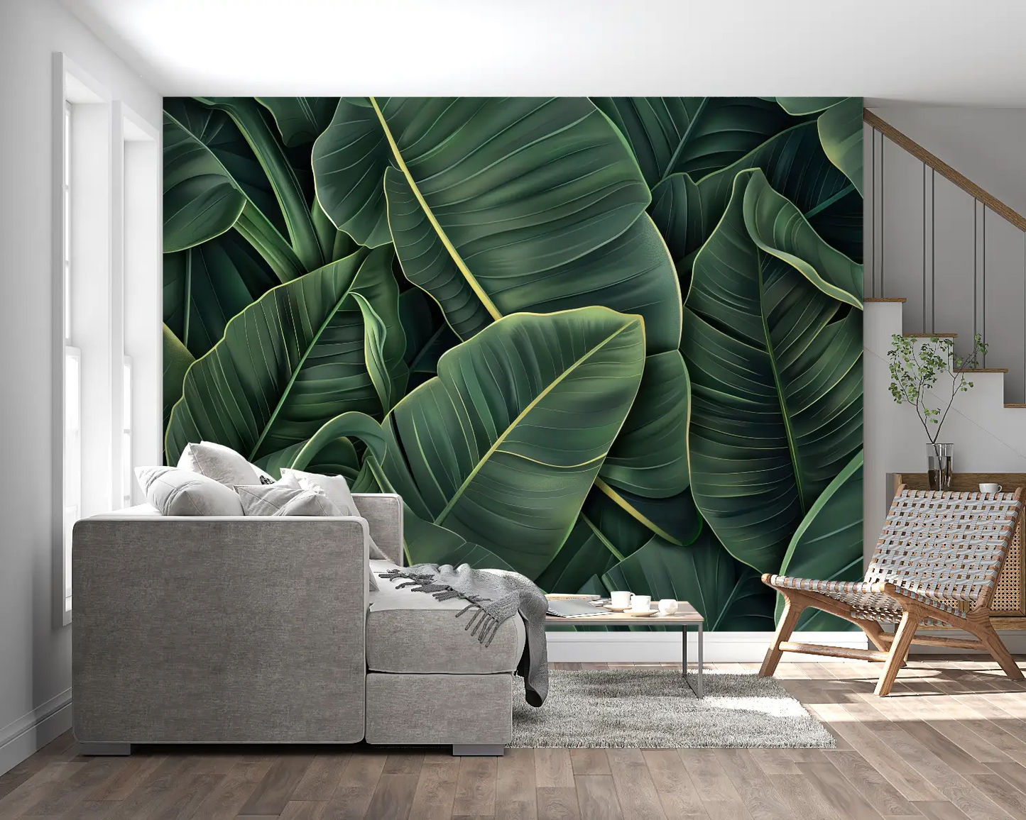 Papel pintado tropical verde - fotomural panorámico
