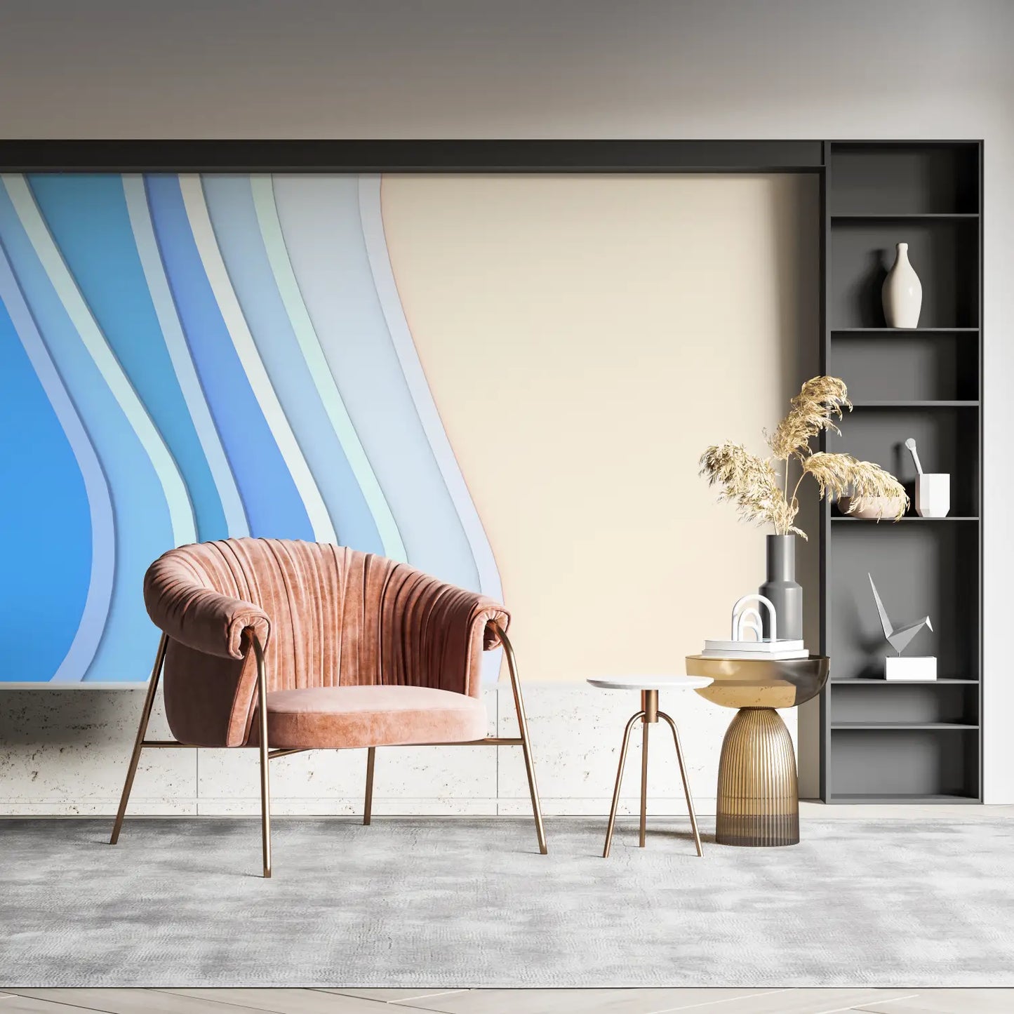 Papel Pintado de onda azul - panorama de la pared
