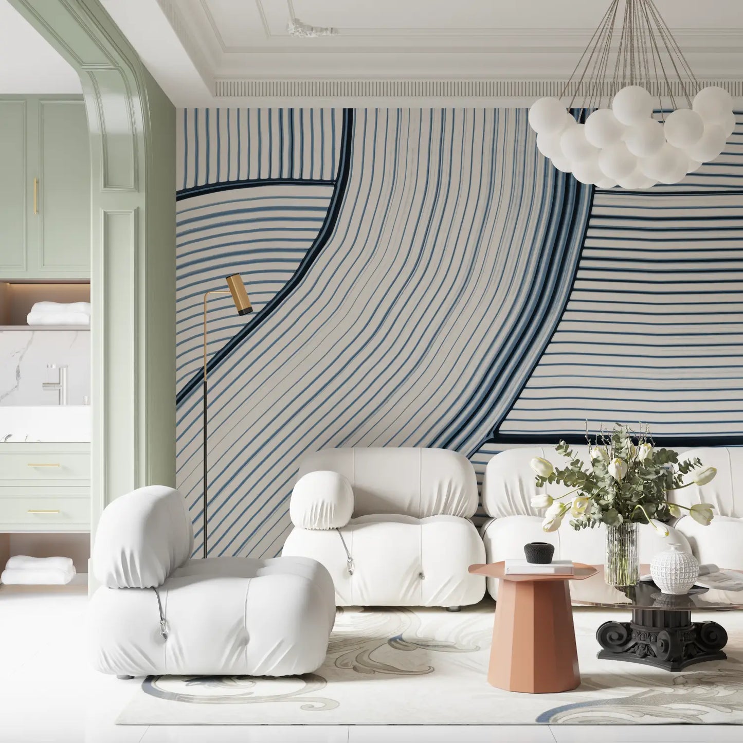Diseño De Papel Pintado De Onda Azul - diseño