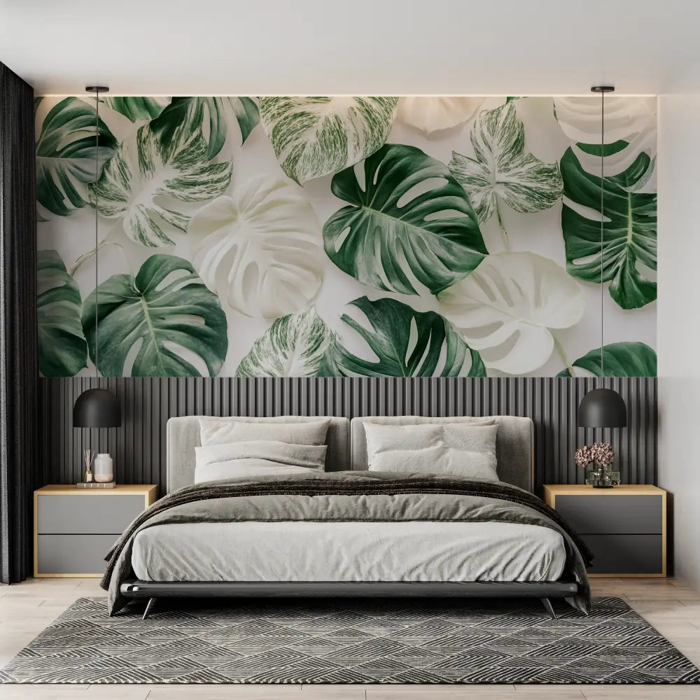 Papel Pintado Blanco Verde - cabecero