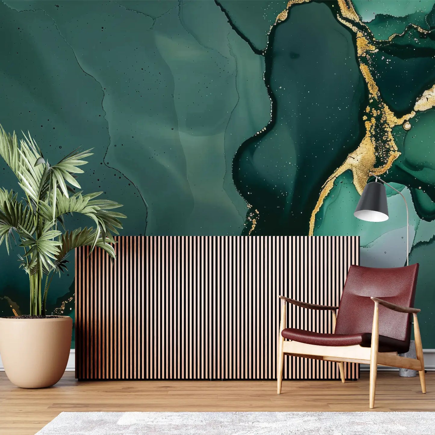 Papel pintado pato verde y dorado - merlin leroy