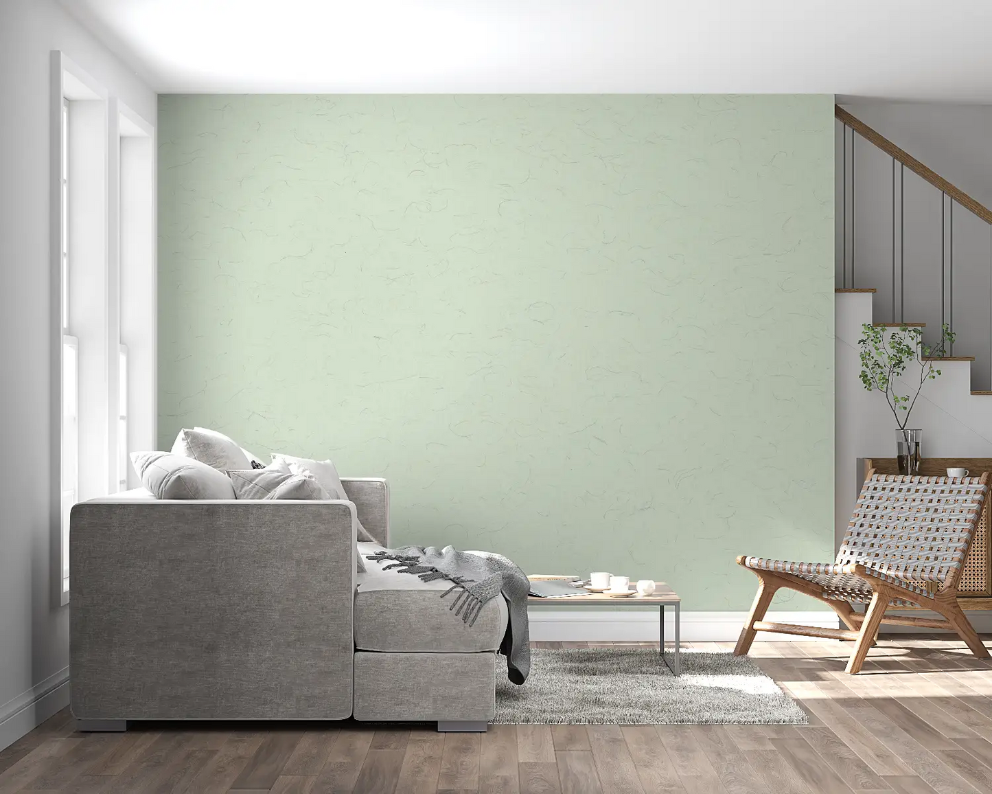 Papel pintado verde pálido - salón