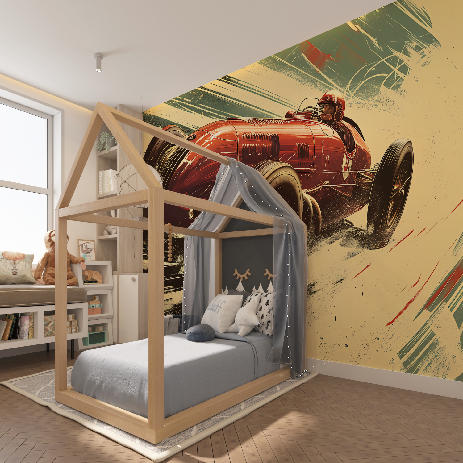 Papier peint voiture vintage - tapisserie spiderman