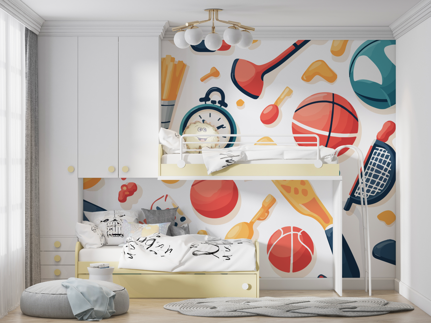 Papel pintado con motivos deportivos para niño - papel pintado juvenil