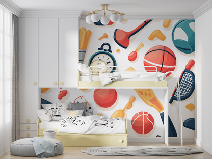 Papel pintado con motivos deportivos para niño - papel pintado juvenil