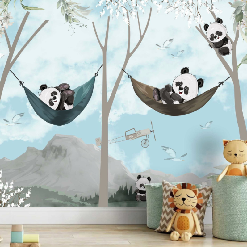 Dieren Behang <br/> Blue Panda Panoramisch en Hangmat