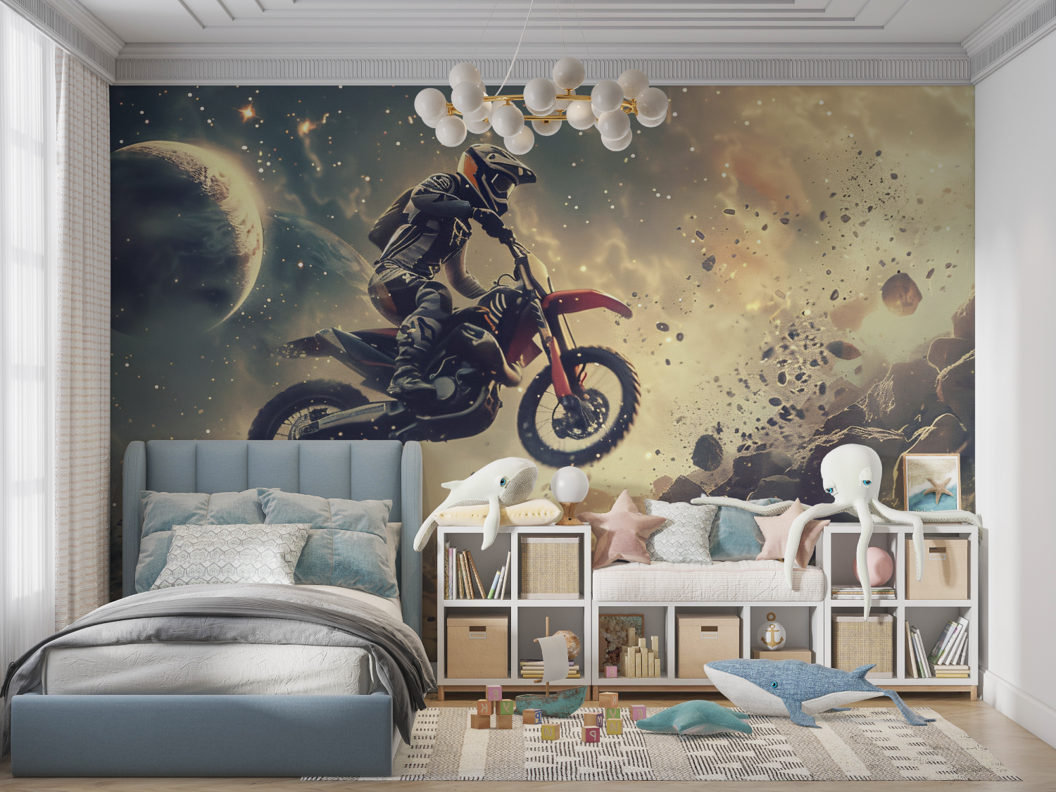 Papel Pintado de carreras de motos de niño - chico panorámico