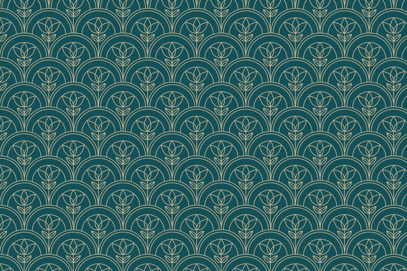 Papier Peint Art Nouveau Vert