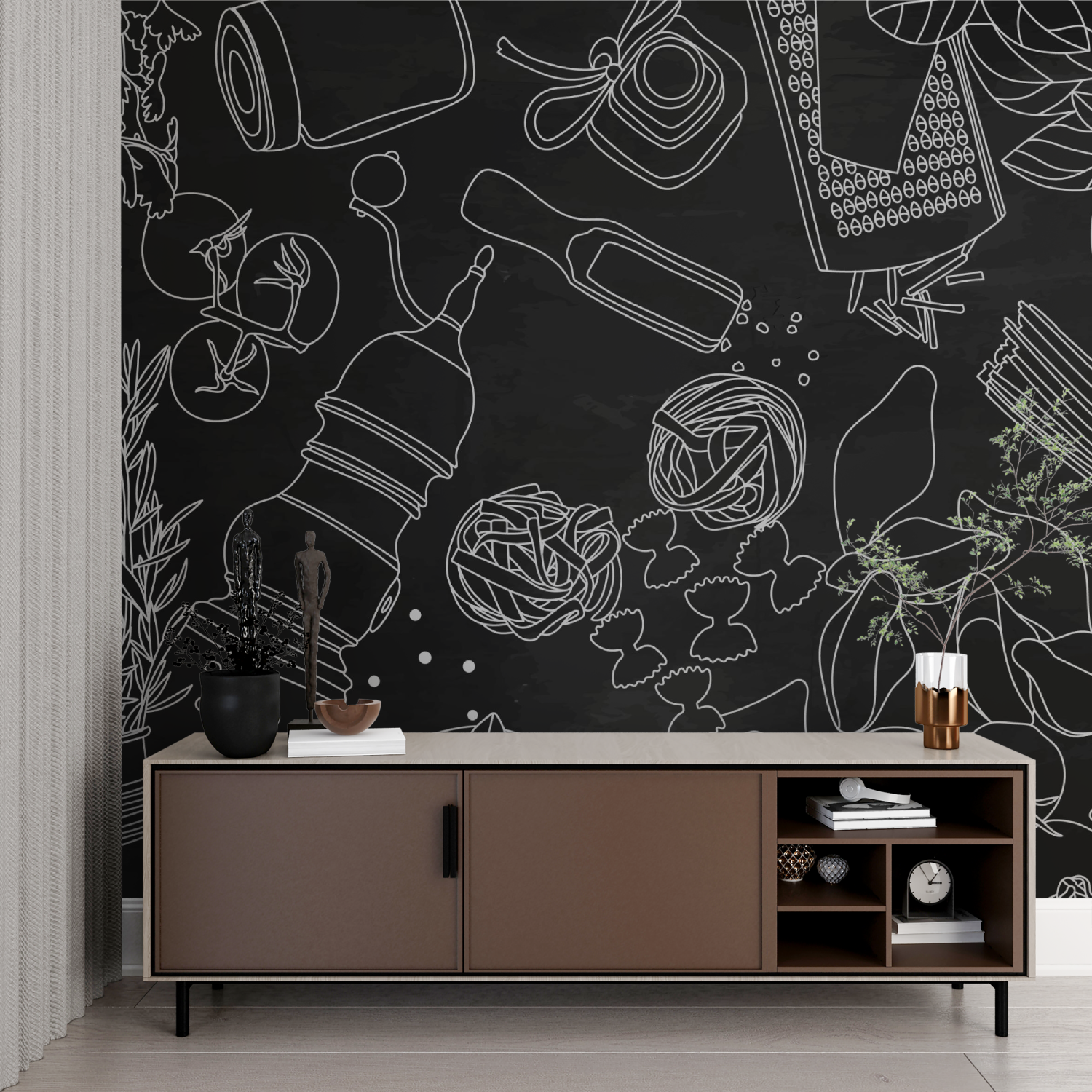 Papier Peint Cuisine Noir - design