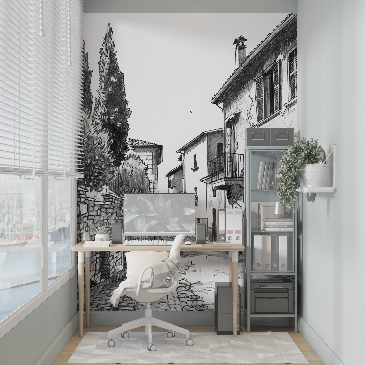 Papel pintado panorámico italiano en blanco y negro - leroy merlin