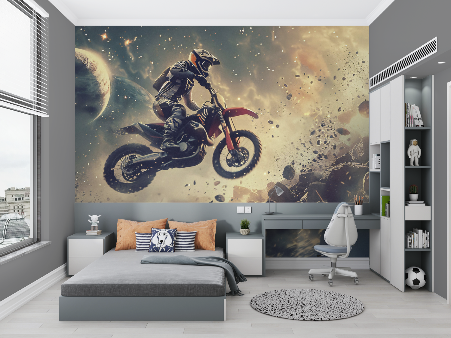Papel Pintado de carreras de motos para niño - dormitorio pequeño