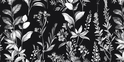 Papel pintado floral negro