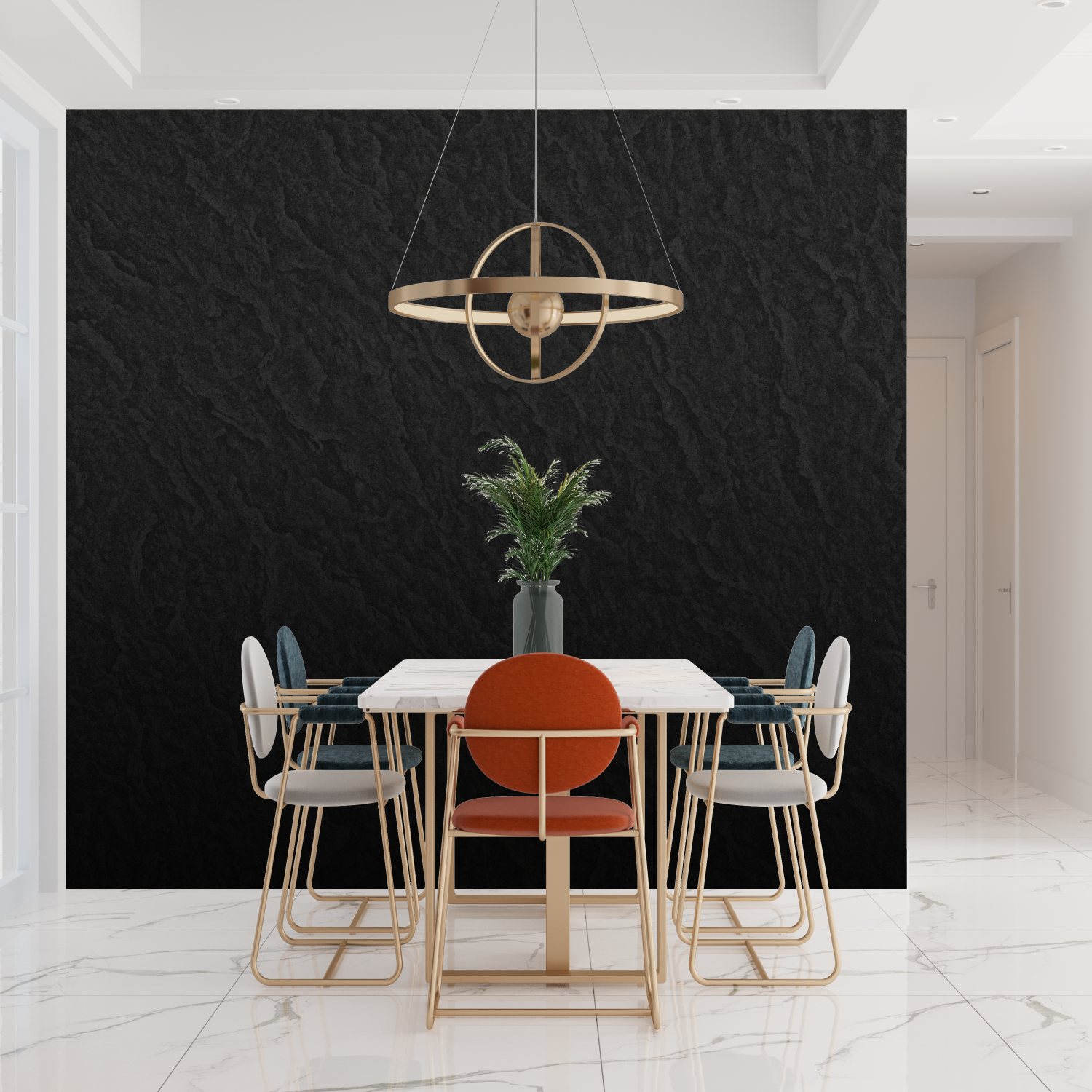 Papel pintado efecto cuero negro - pared