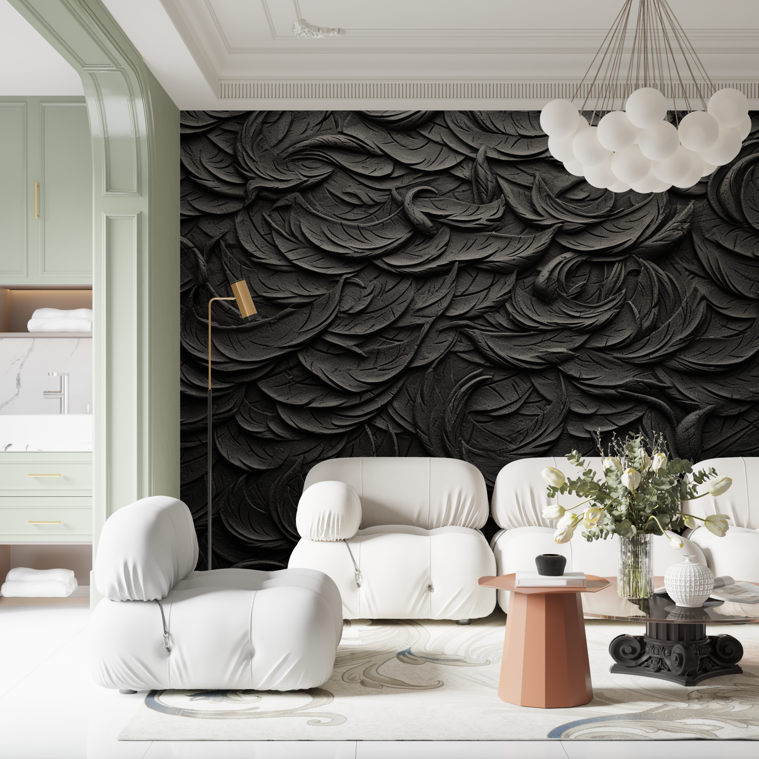 Papel pintado en relieve negro - impreso