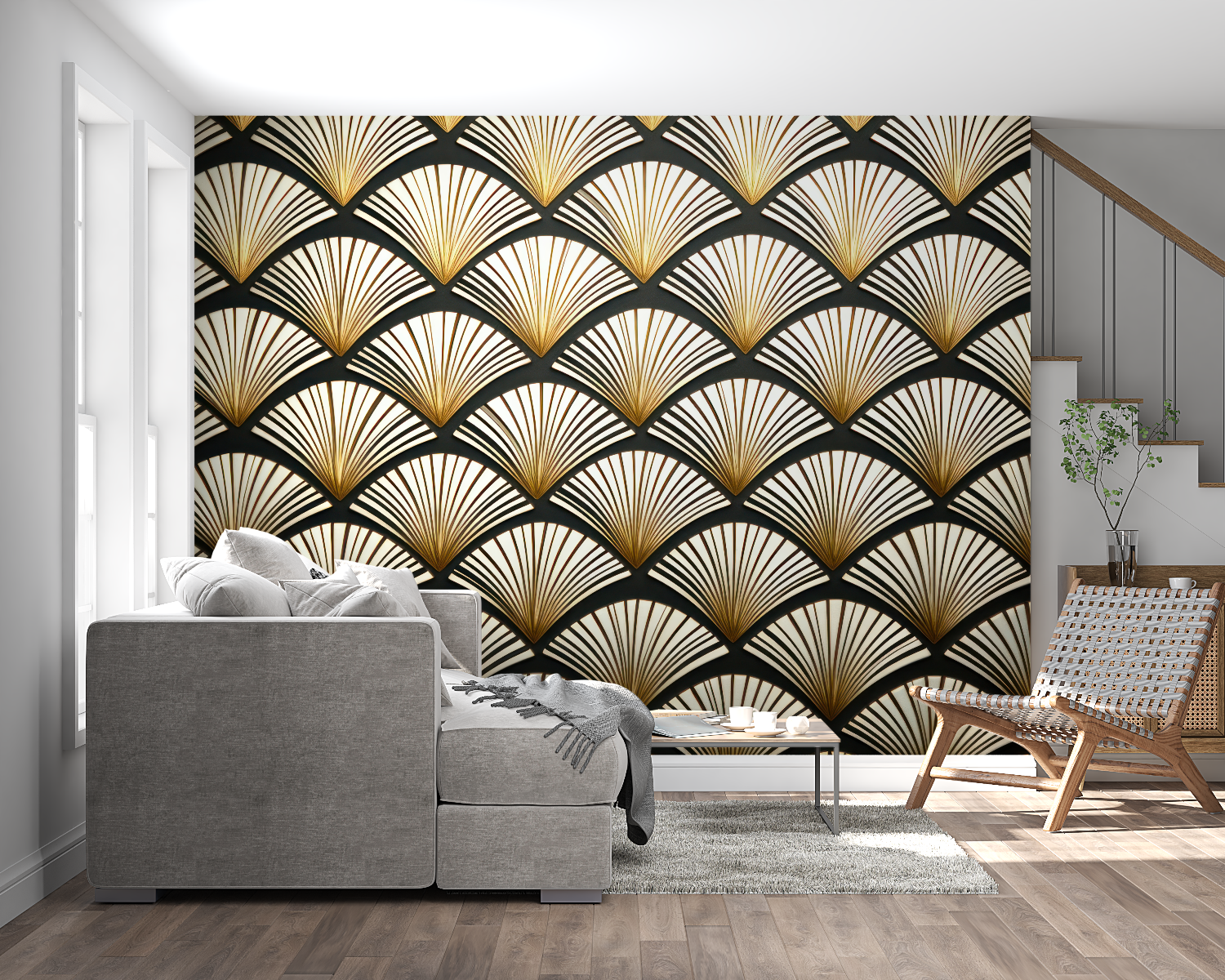 Papel pintado Art Deco Golden Mystery - sala de estar