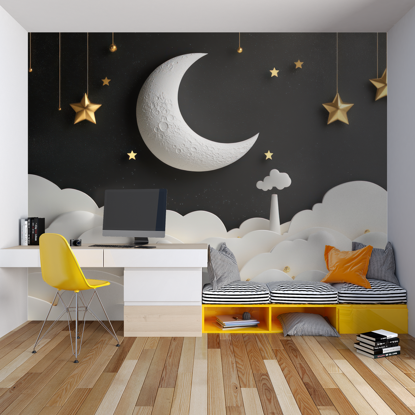 Papel pintado infantil Luna 3D - papel pintado para niño