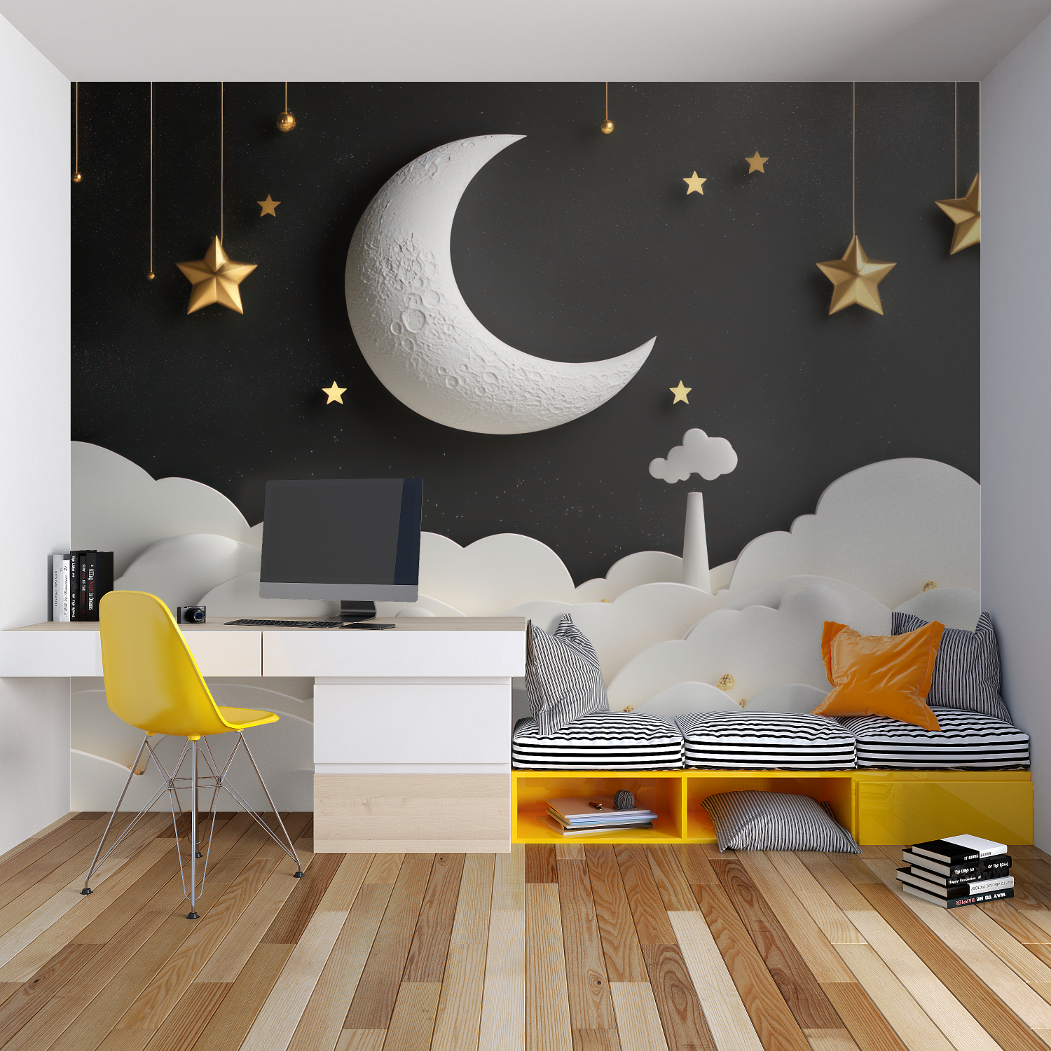 Papel pintado infantil Luna 3D - papel pintado para niño