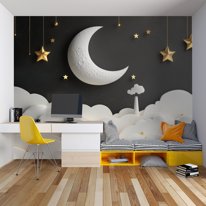 Papel pintado infantil Luna 3D - papel pintado para niño
