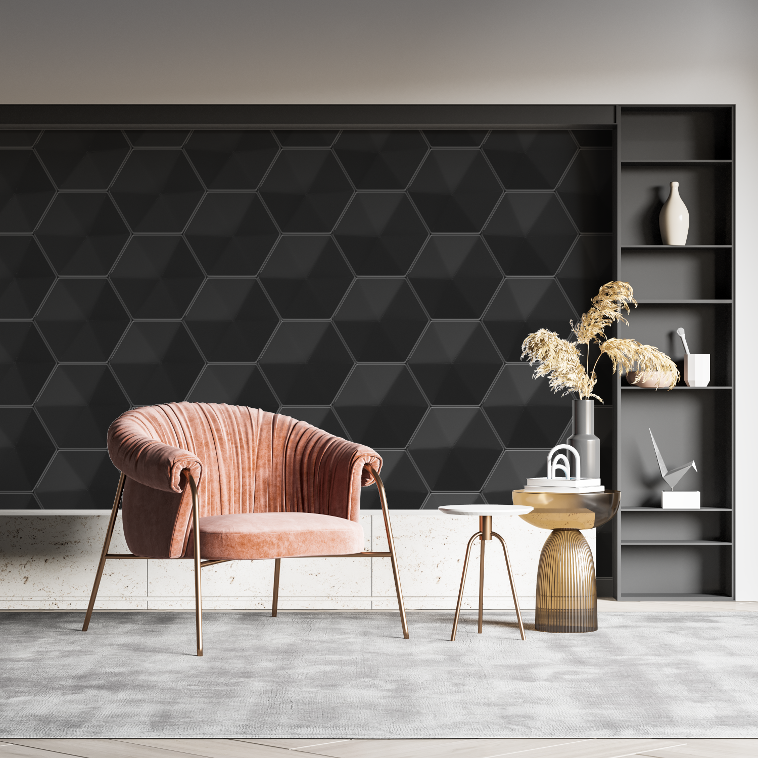 Papel pintado hexagonal negro - leroy merlin