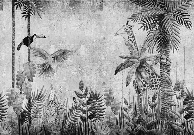 Papel pintado de animales en blanco y negro