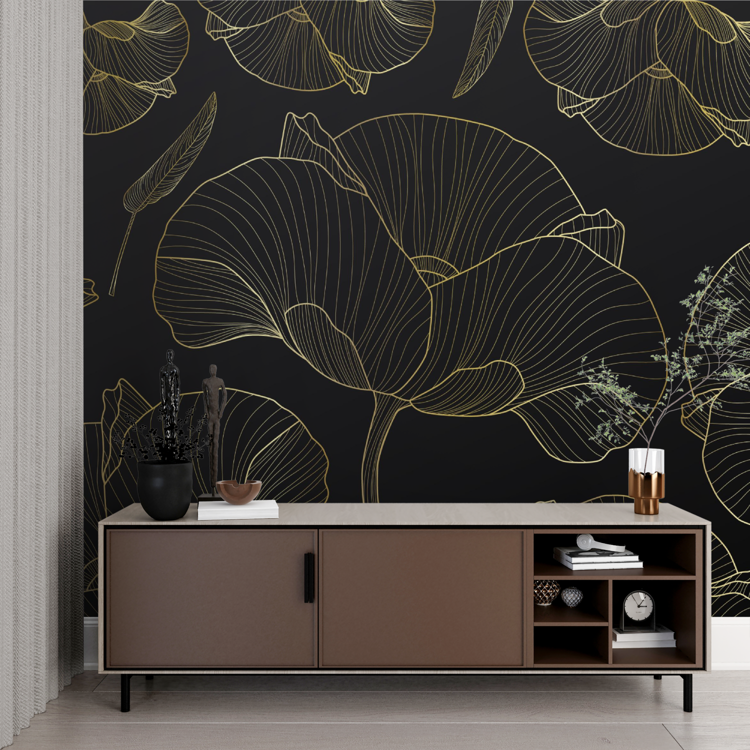 Papel pintado de Ginkgo negro - diseño