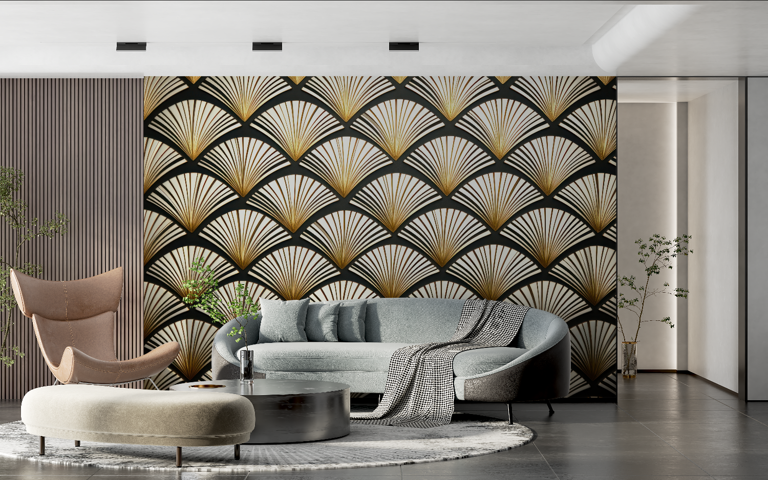 Papel pintado Art Deco Golden Mystery - fotomural panorámico
