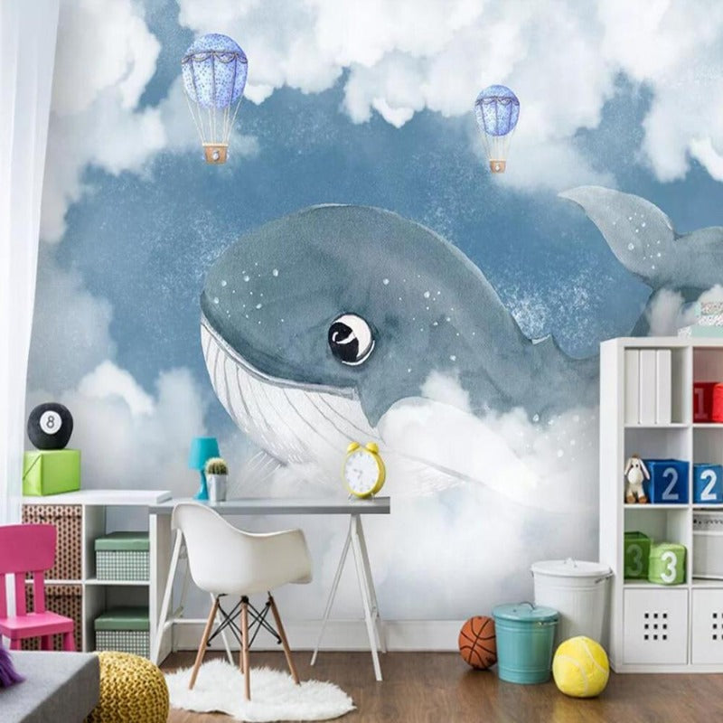 Papel pintado marino <br/> Nube de algodón de ballena