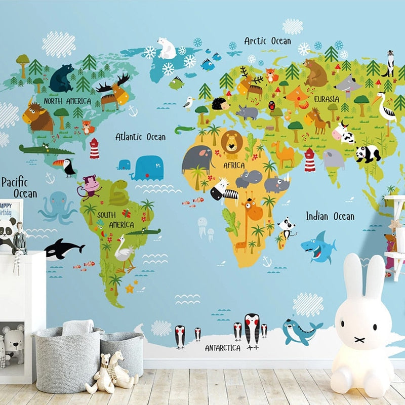 Fondo de pantalla del mapa mundial <br/> Tema del mundo animal - Second Image