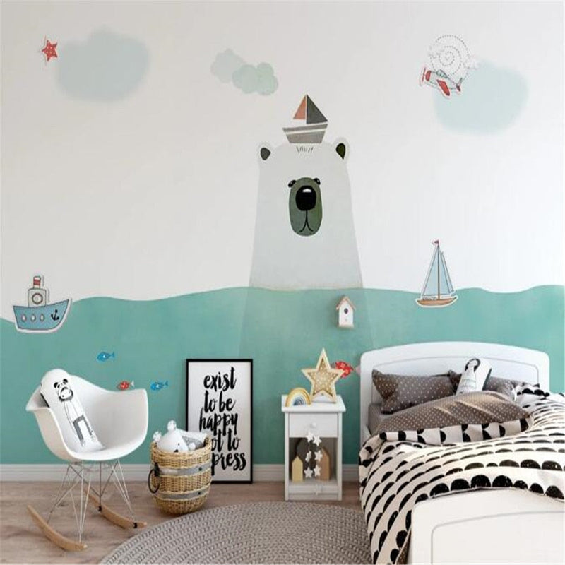 Papel pintado marino <br/> Amable oso blanco