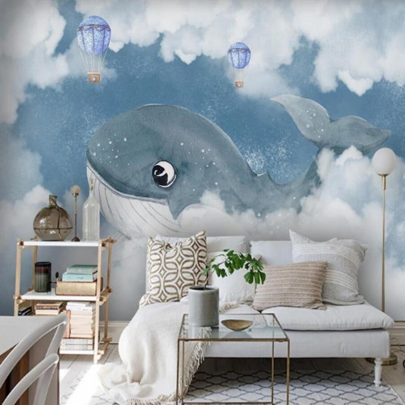 Papel pintado marino <br/> Nube de algodón de ballena