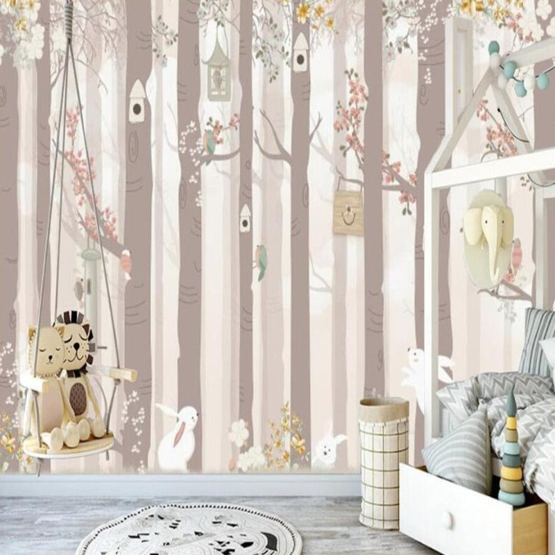 Papel pintado clásico de bebé <br/> Conejo en el bosque