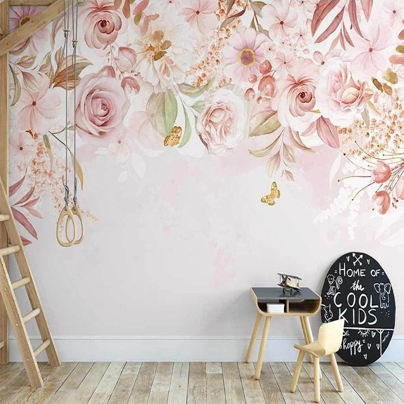 Papel pintado de flores <br/> Botón rosa delicado