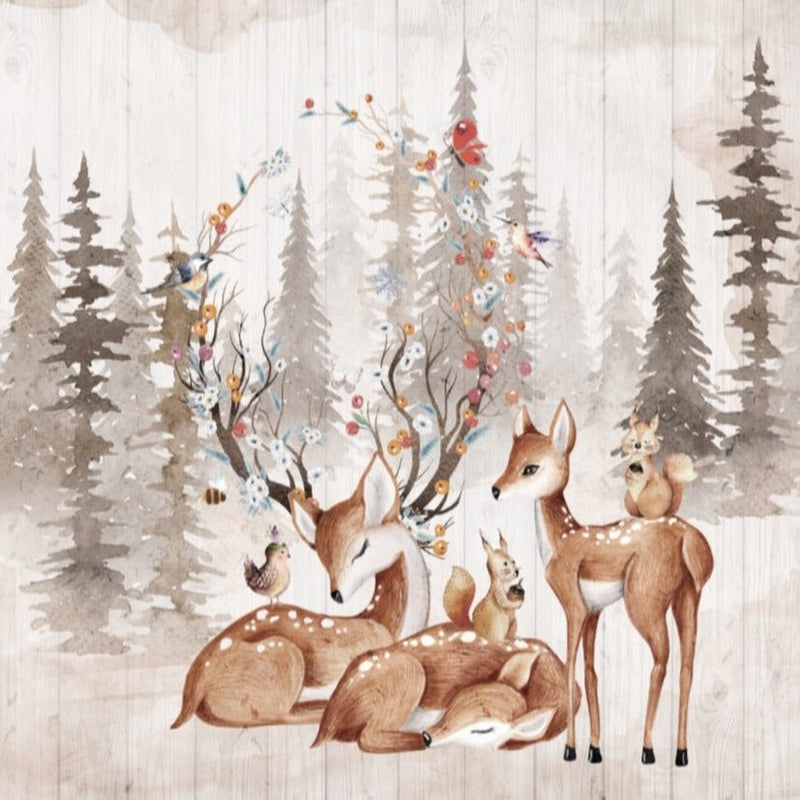 Papel pintado de animales <br/> Bosque y ciervo real