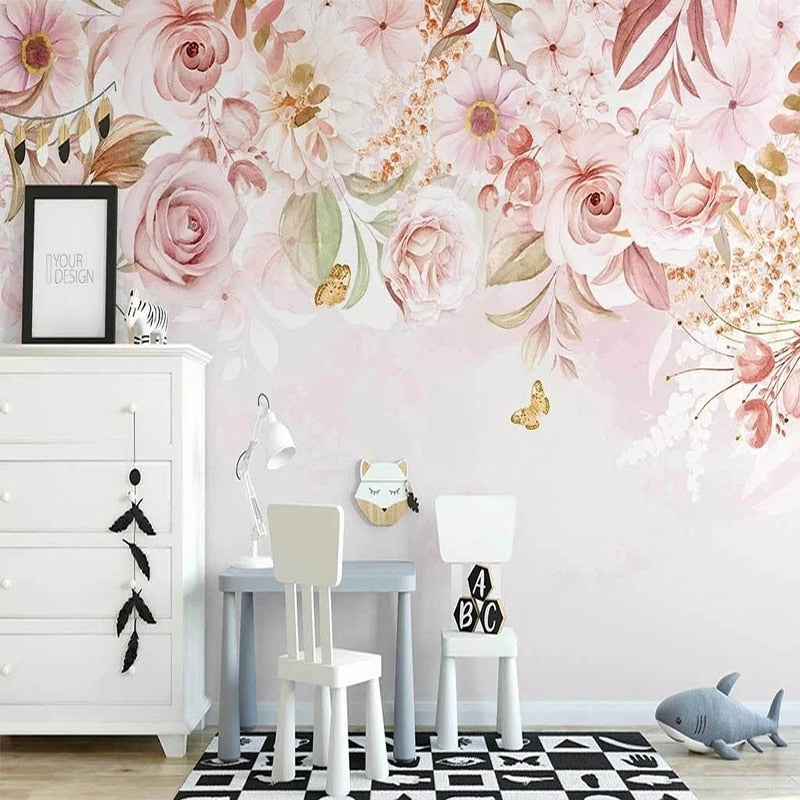 Papel pintado de flores <br/> Botón rosa delicado