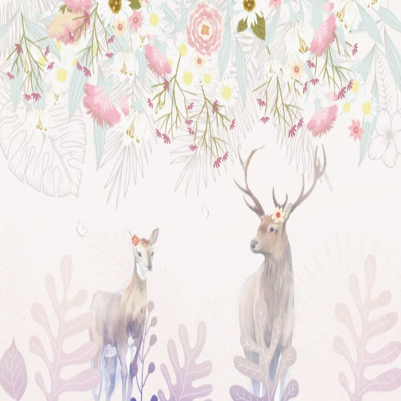 Fondo de pantalla de animales <br/> Ciervo con flores