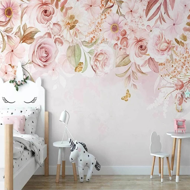 Papel pintado de flores <br/> Botón rosa delicado