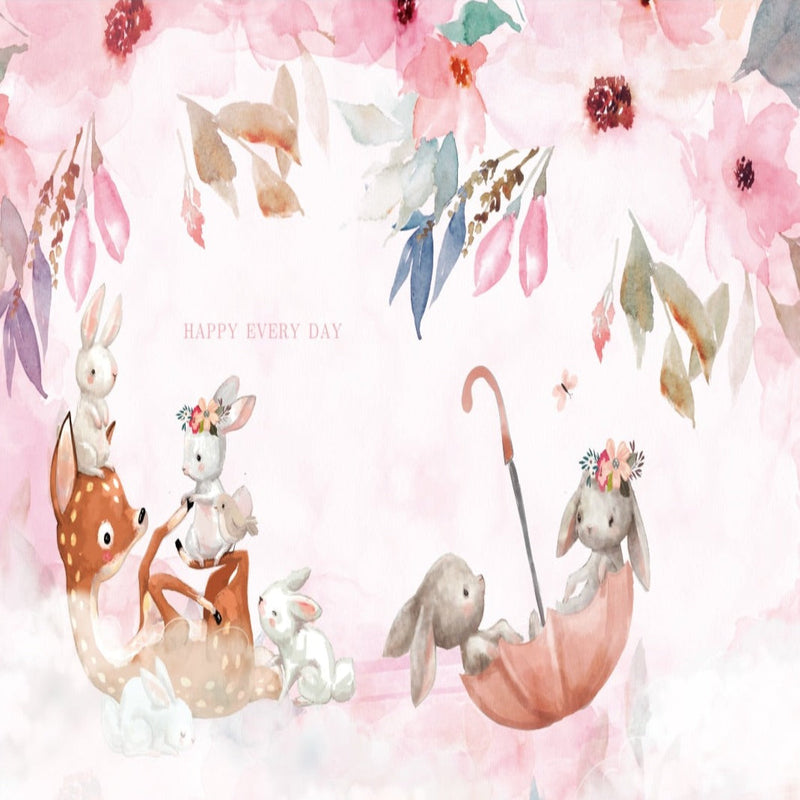 Papel pintado de animales <br/> Paraguas y flores