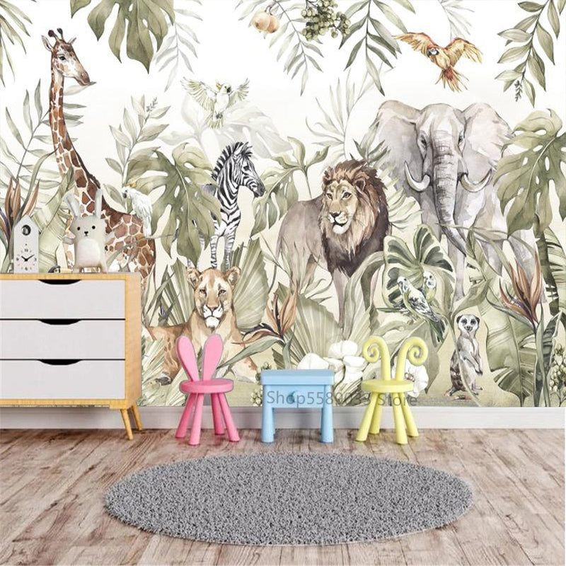 Papel pintado de animales <br/> Selva Real con León